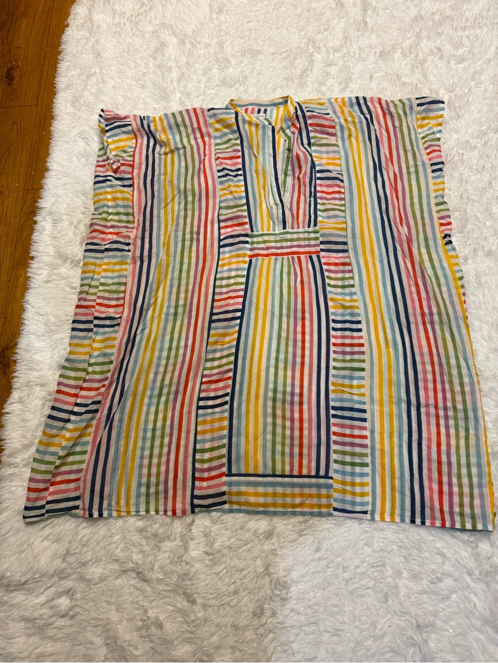 EMERSON FRY Short Caftan Coverup Rainbow Stripe - Picture 5 of 16
